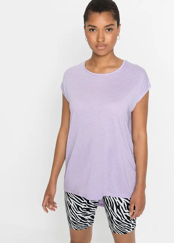 T-shirt long en viscose m&eacute;lang&eacute;e, bonprix
