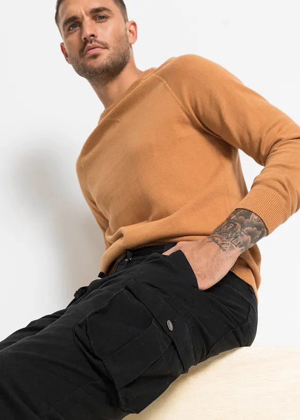 Pantalon droit cargo 100% coton, Regular, bonprix