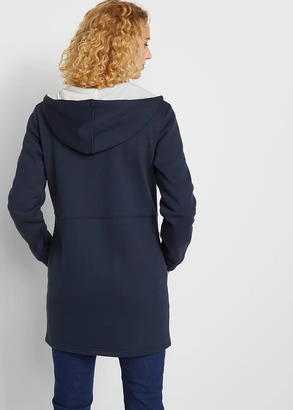 Long gilet en molleton à capuche, bonprix