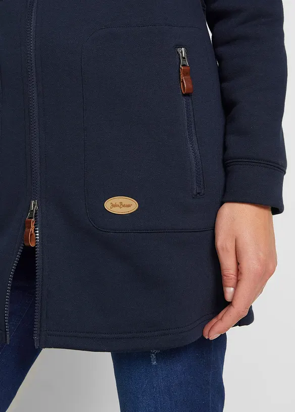 Long gilet en molleton à capuche, bonprix