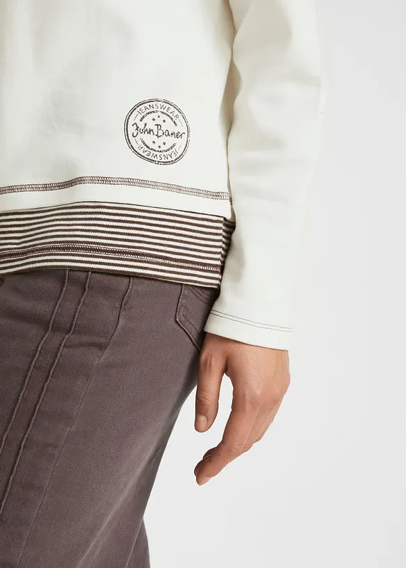 T-shirt coton manches longues style 2 en 1, bonprix