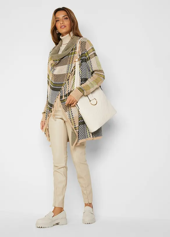 Gilet long en maille à franges, bonprix