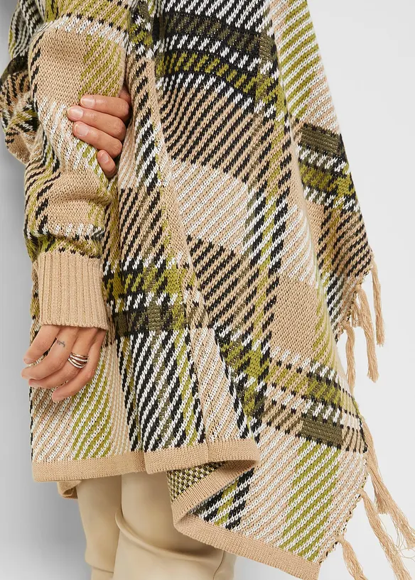 Gilet long en maille à franges, bonprix