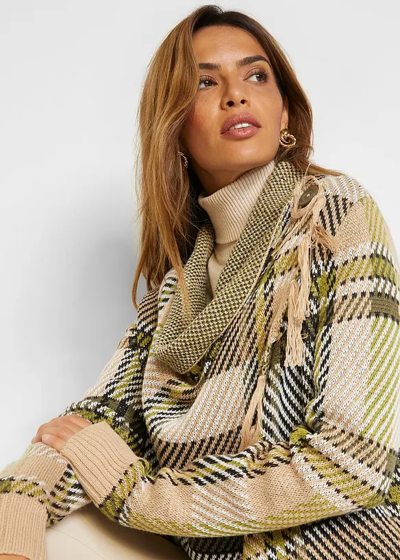 Gilet long en maille à franges, bonprix