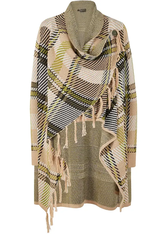 Gilet long en maille à franges, bonprix