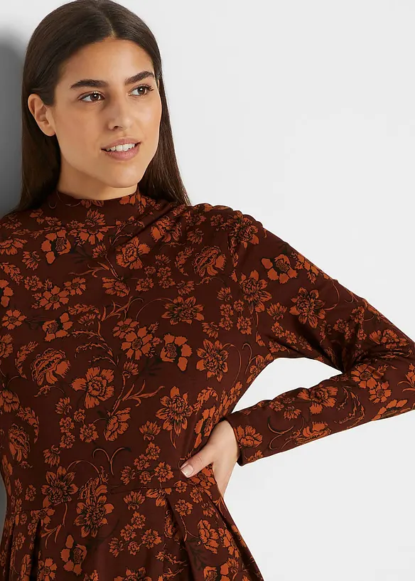 Robe en jersey avec imprimé, manches longues, bonprix