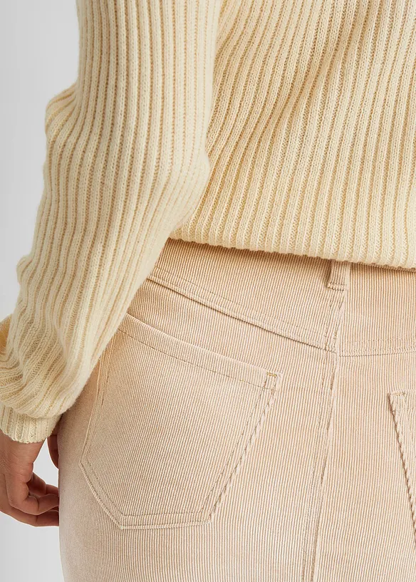 Jupe midi en velours côtelé, extensible, bonprix