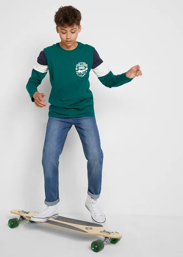 Lot de 2 T-shirts manches longues 100% coton, bonprix