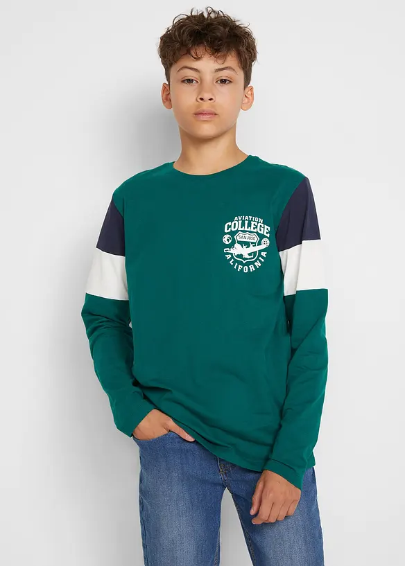 Lot de 2 T-shirts manches longues 100% coton, bonprix