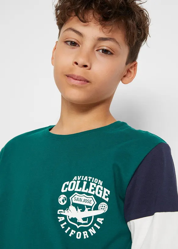 Lot de 2 T-shirts manches longues 100% coton, bonprix