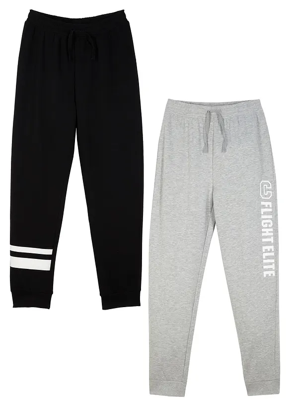 Lot de 2 pantalons de jogging en coton mélangé doux, bonprix