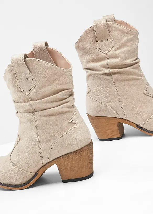 Bottines western &agrave; fronces, bonprix