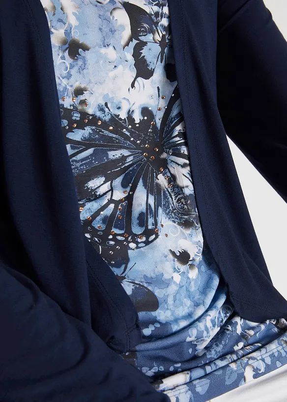 T-shirt 2-en-1 à imprimé papillon, bonprix