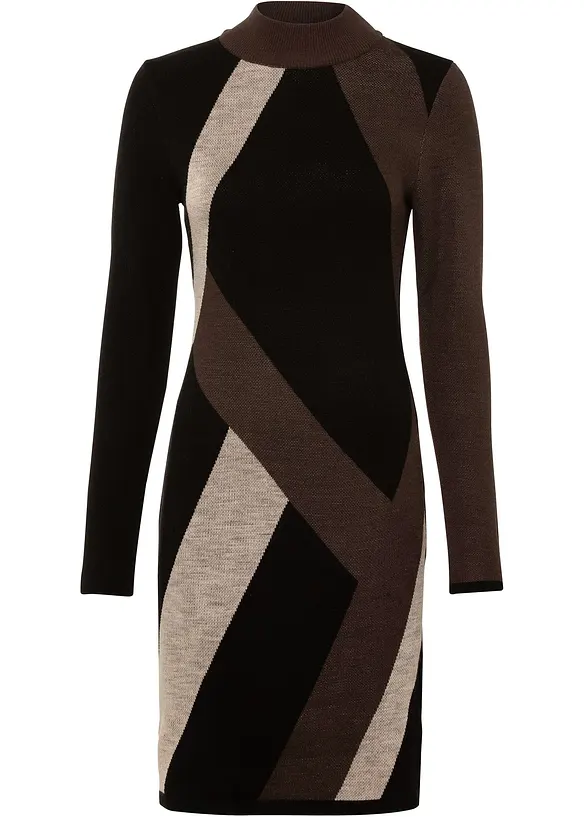 Robe en maille jacquard à rayures modernes, bonprix