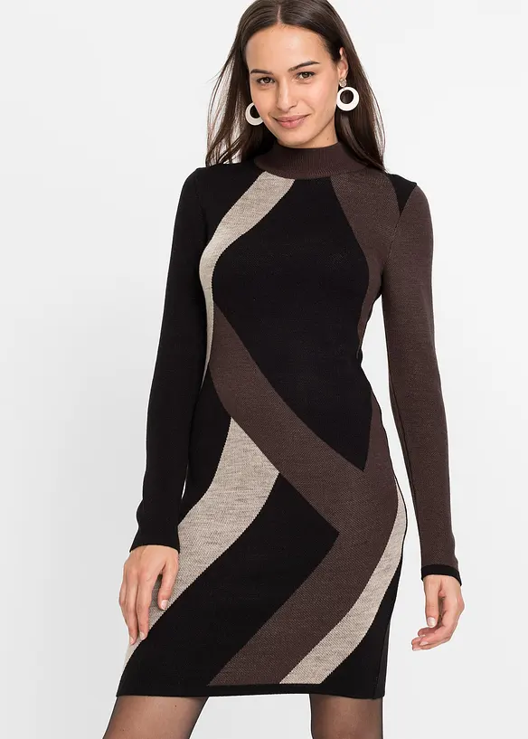 Robe en maille jacquard à rayures modernes, bonprix