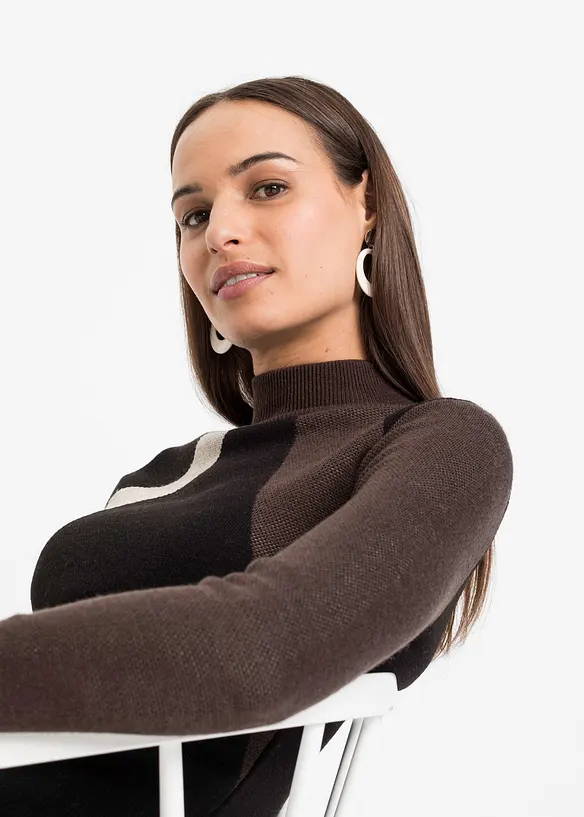 Robe en maille jacquard à rayures modernes, bonprix