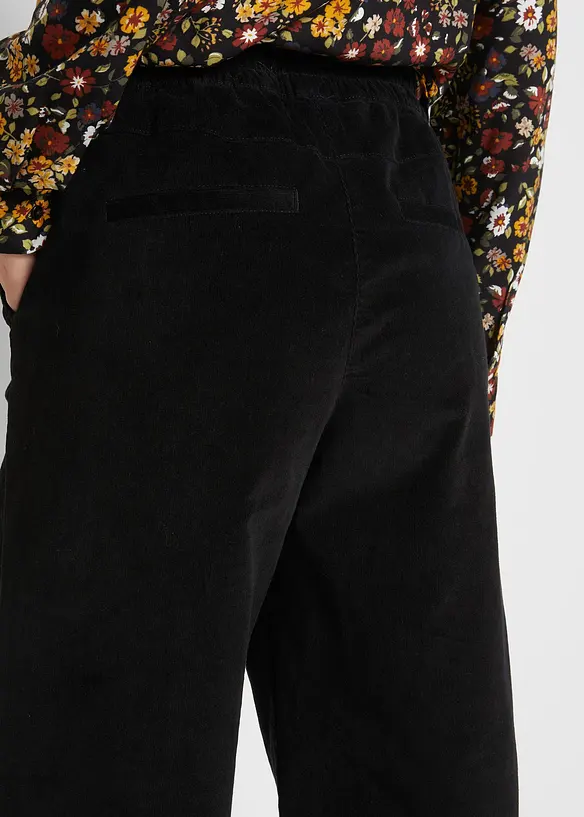 Pantalon en velours côtelé, taille haute élastiquée, bonprix