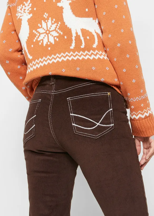 Pantalon slim en velours côtelé extensible, bonprix