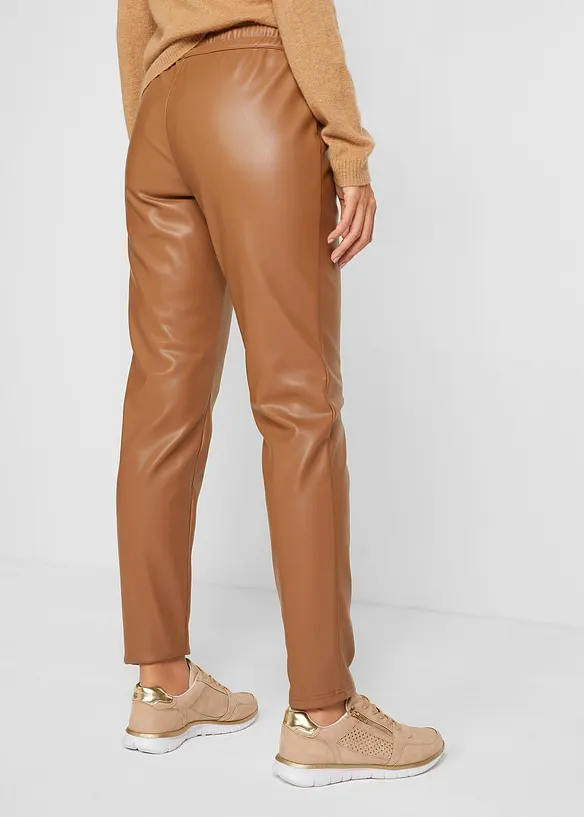Pantalon enduit à taille élastiquée, bonprix