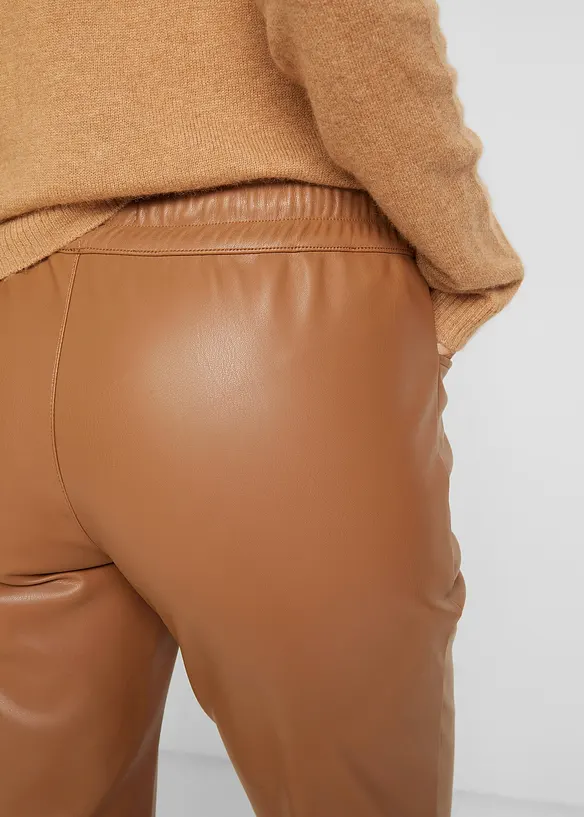 Pantalon enduit à taille élastiquée, bonprix