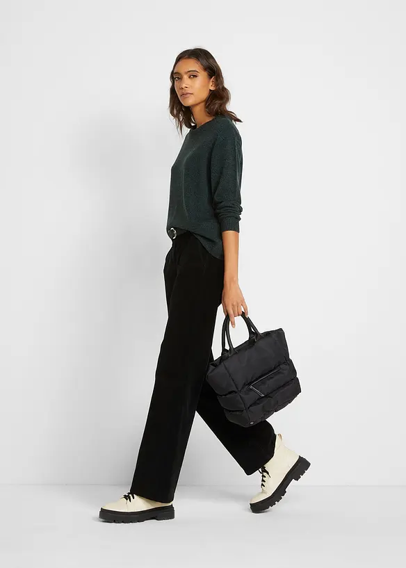 Pull en maille chinée à col rond, bonprix