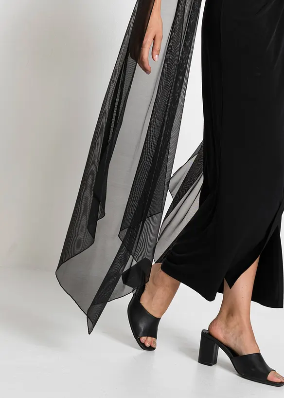 Robe longue &agrave; manches cape en mesh, bonprix