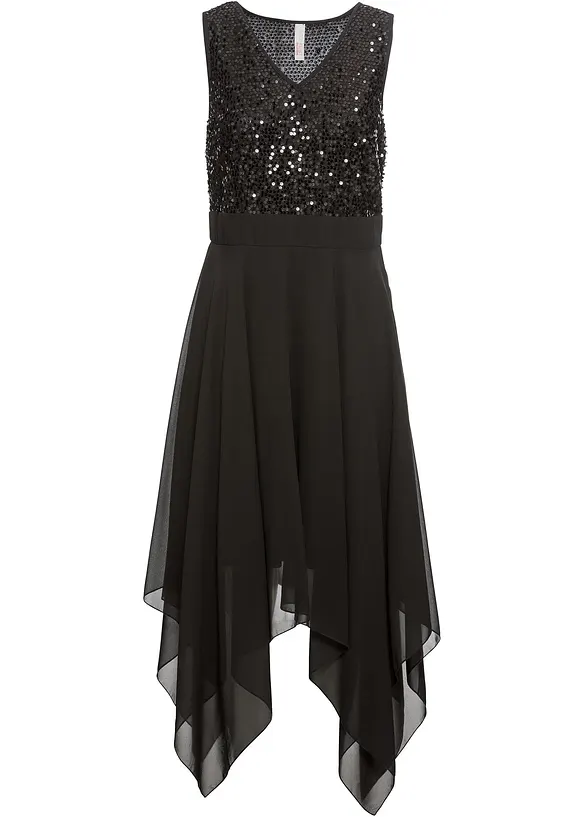 Robe midi en mousseline rehaussée de sequins, bonprix