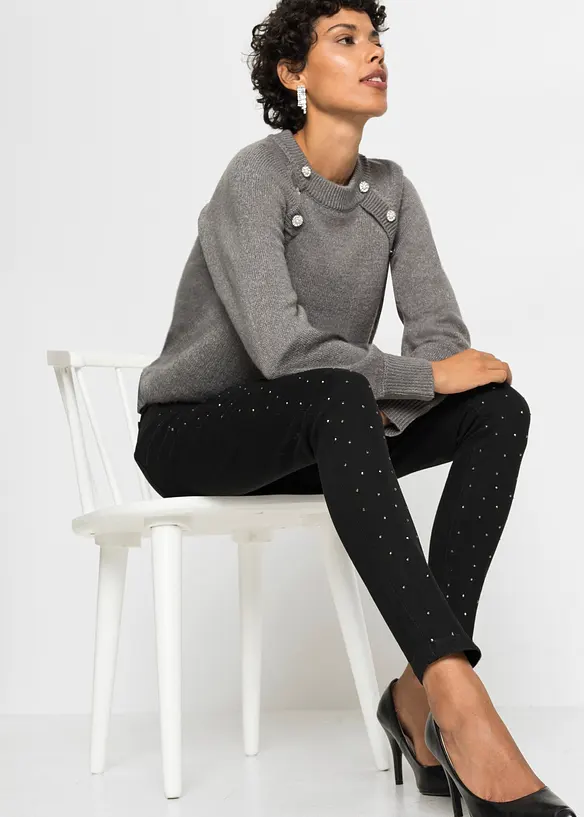 Jean extensible avec application strass, BODYFLIRT