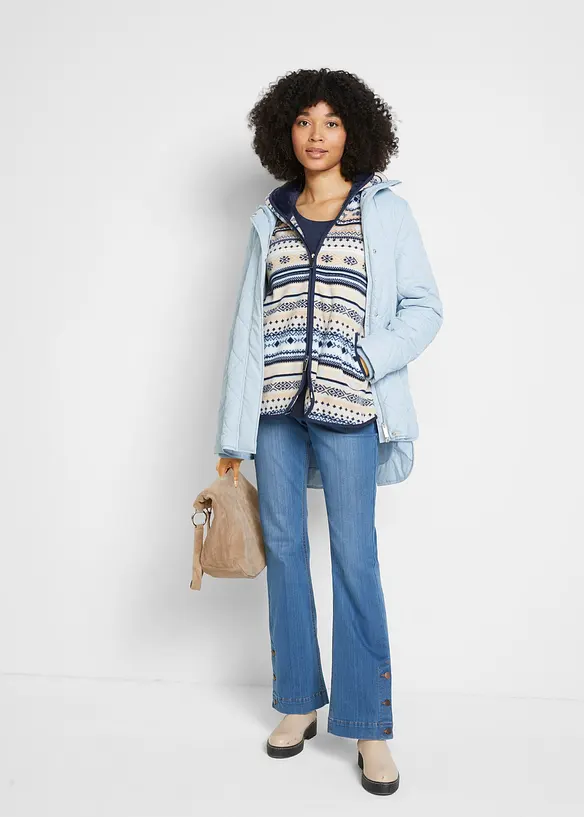 Veste polaire à capuche avec motif norvégien, bonprix