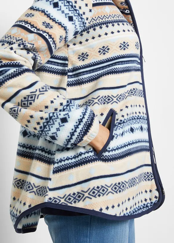 Veste polaire à capuche avec motif norvégien, bonprix