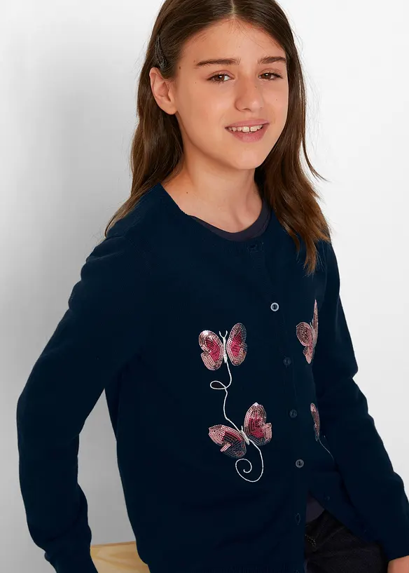 Gilet fille en fine maille &agrave; sequins, bonprix
