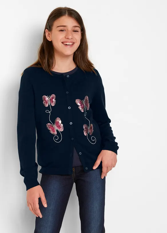 Gilet fille en fine maille &agrave; sequins, bonprix