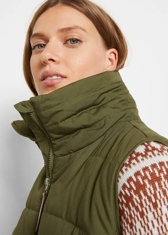 Longue doudoune sans manches à col montant, bonprix