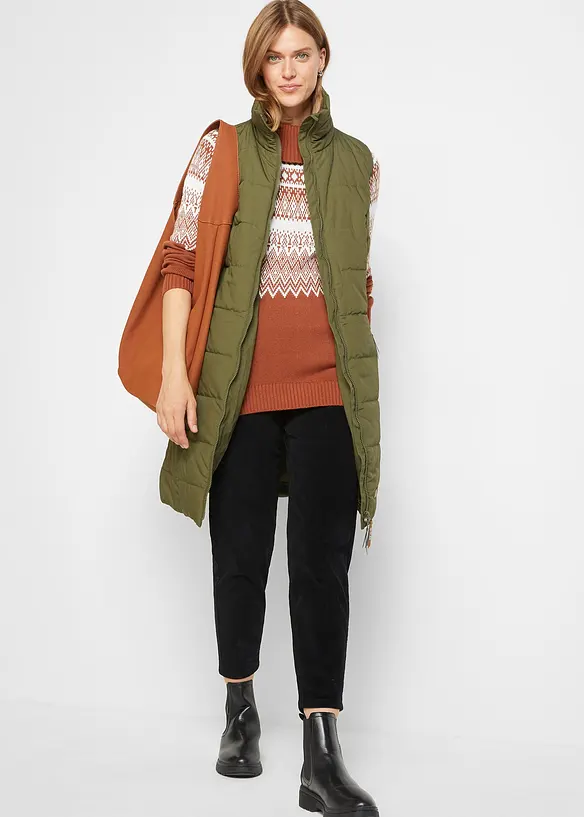 Longue doudoune sans manches à col montant, bonprix