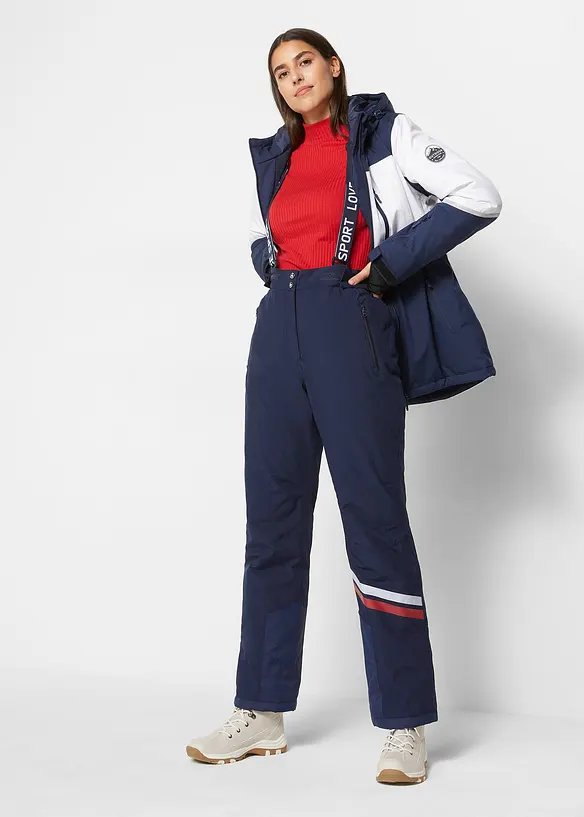 Pantalon de ski thermo avec bretelles amovibles, imperméable, Straight, bonprix