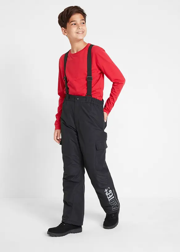 Pantalon cargo de ski imperméable à bretelles et doublure chaude, bonprix