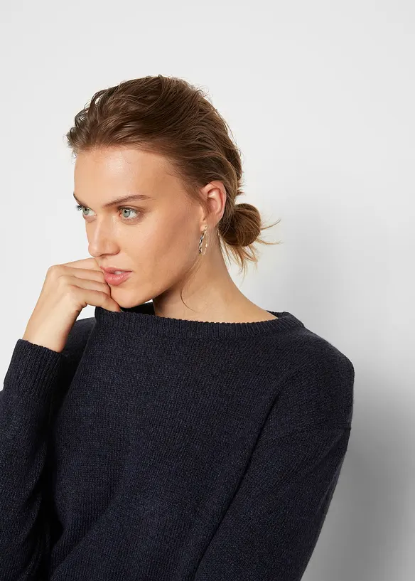 Pull en maille chin&eacute;e &agrave; col rond, bonprix