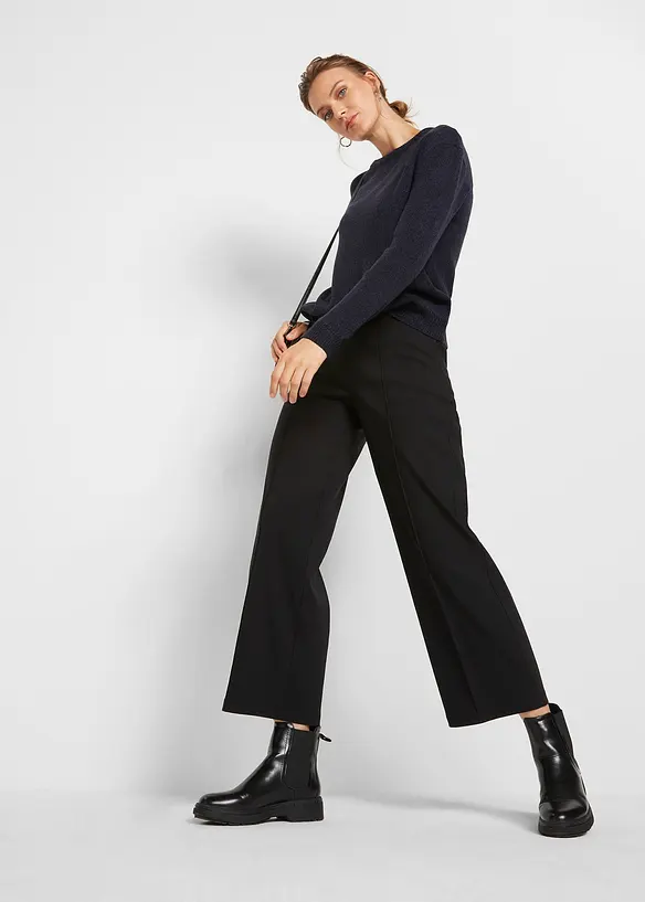 Pull en maille chin&eacute;e &agrave; col rond, bonprix