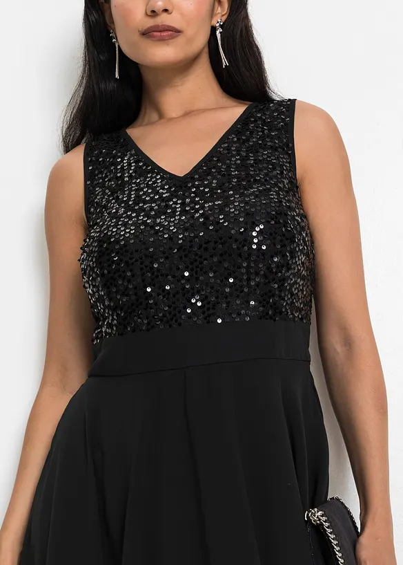 Robe midi en mousseline rehaussée de sequins, bonprix