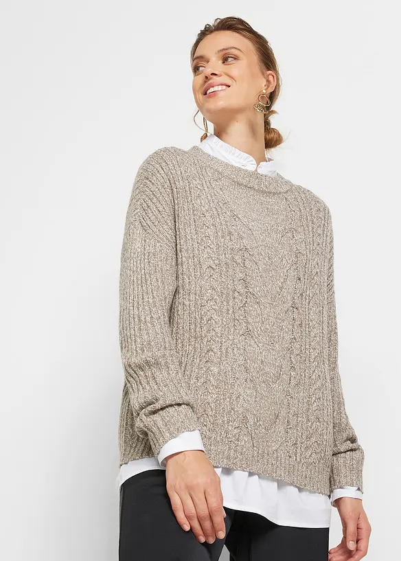 Pull oversize à torsades, bonprix