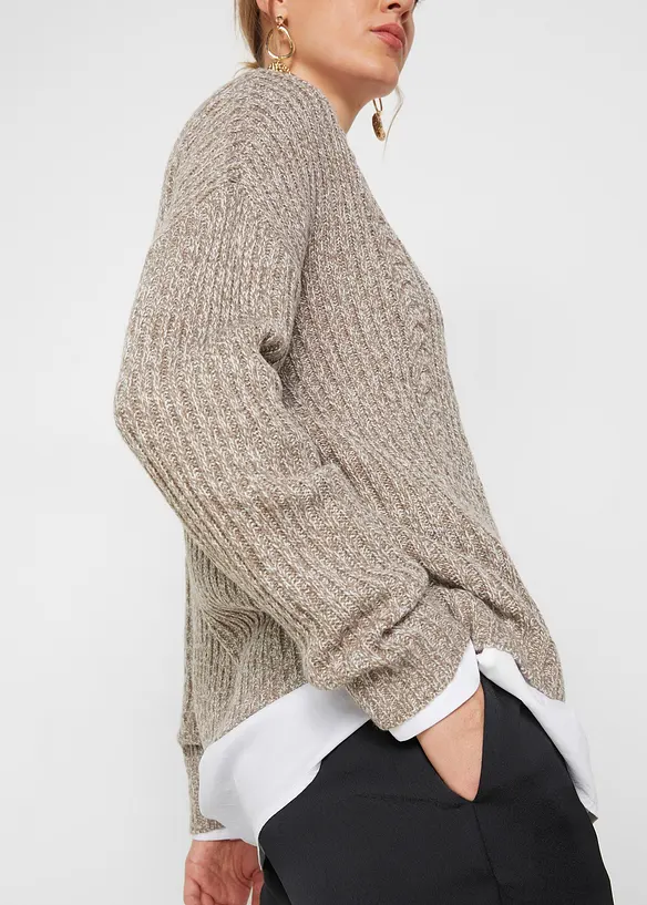 Pull oversize à torsades, bonprix
