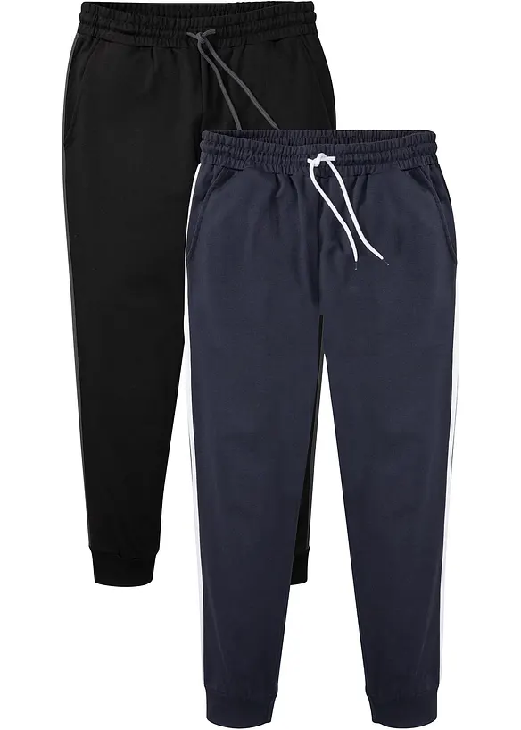 Lot de 2 pantalons de jogging à détails contrastants, bonprix