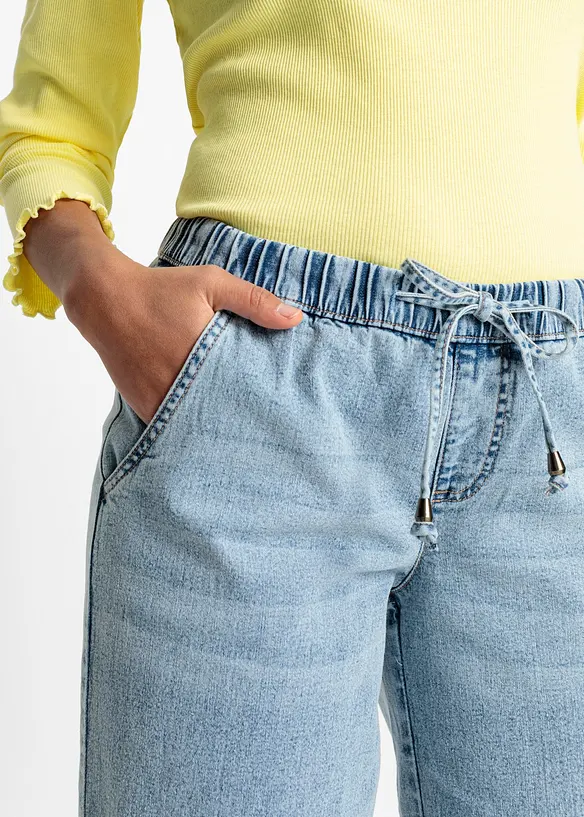 Jean barrel taille mi-haute élastiquée, bonprix