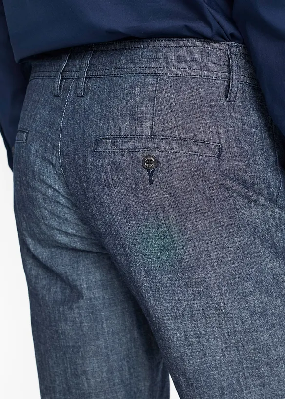 Chino regular et droit en chambray, bonprix
