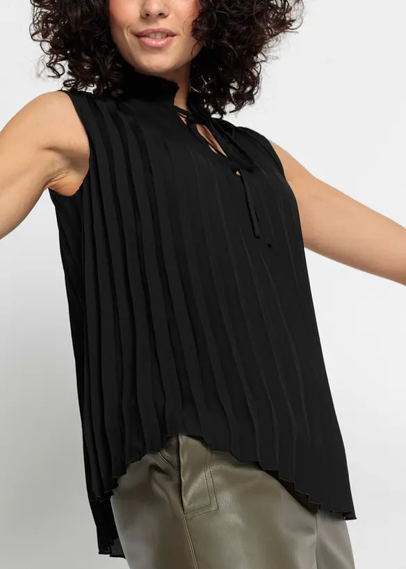 Blouse pliss&eacute;e sans manches, bonprix