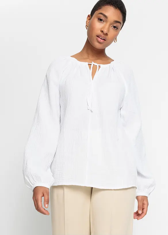 Blouse ample en gaze de coton, bonprix