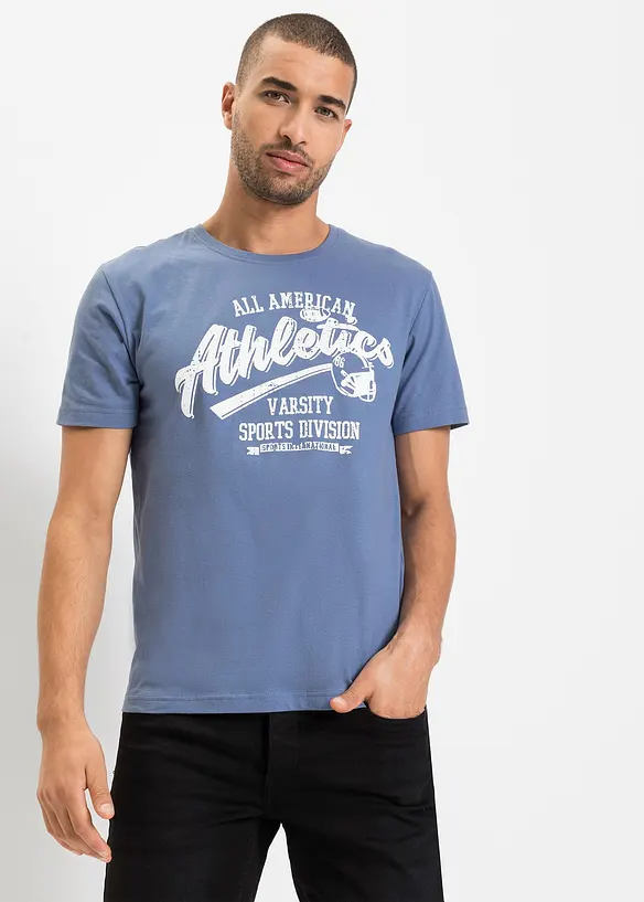 Lot de 2 T-shirts à imprimés sportifs, bonprix