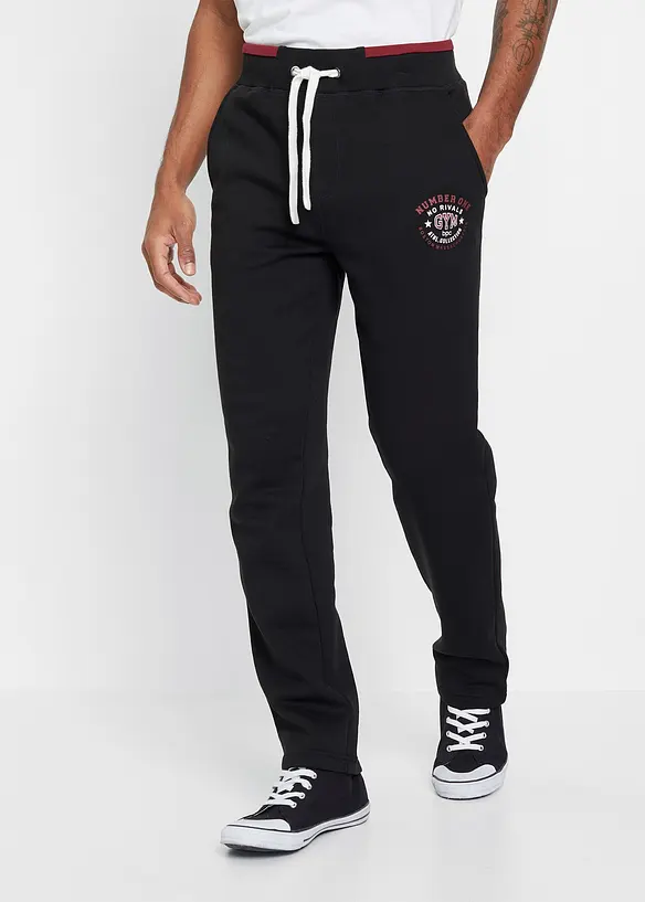 Pantalon de jogging 100% coton avec détails sportifs, bonprix