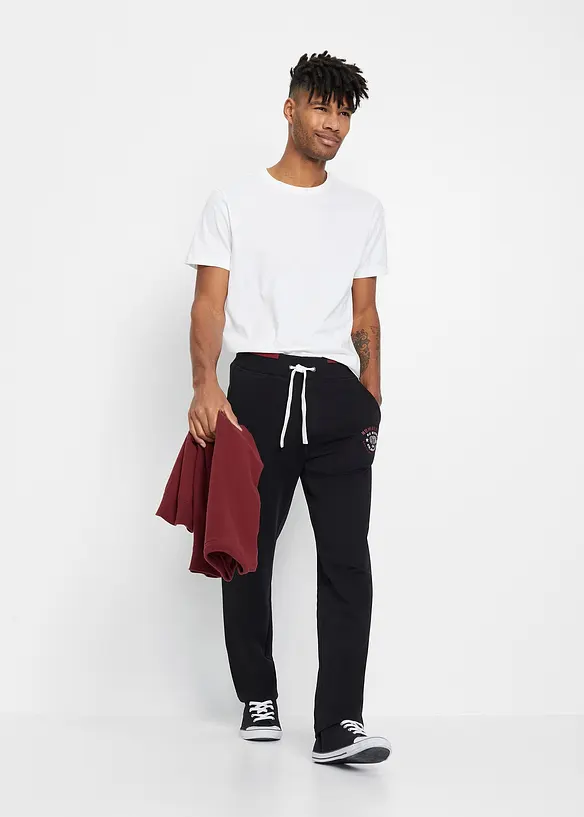 Pantalon de jogging 100% coton avec détails sportifs, bonprix