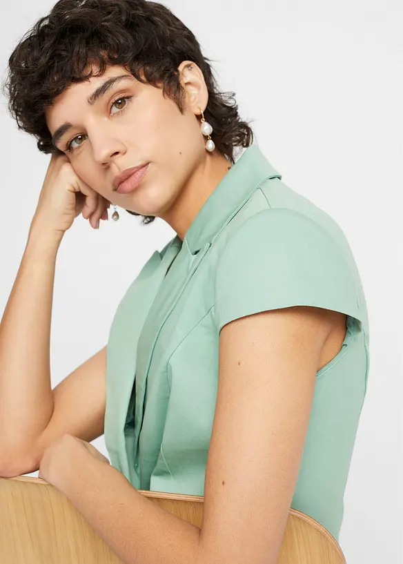 Blazer à manches courtes en satin de coton, bonprix